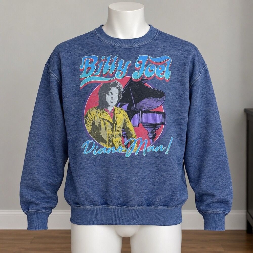Billy Joel Piano Man Sweatshirt Large Blue Vintage Wash 2025 Bravado Rock